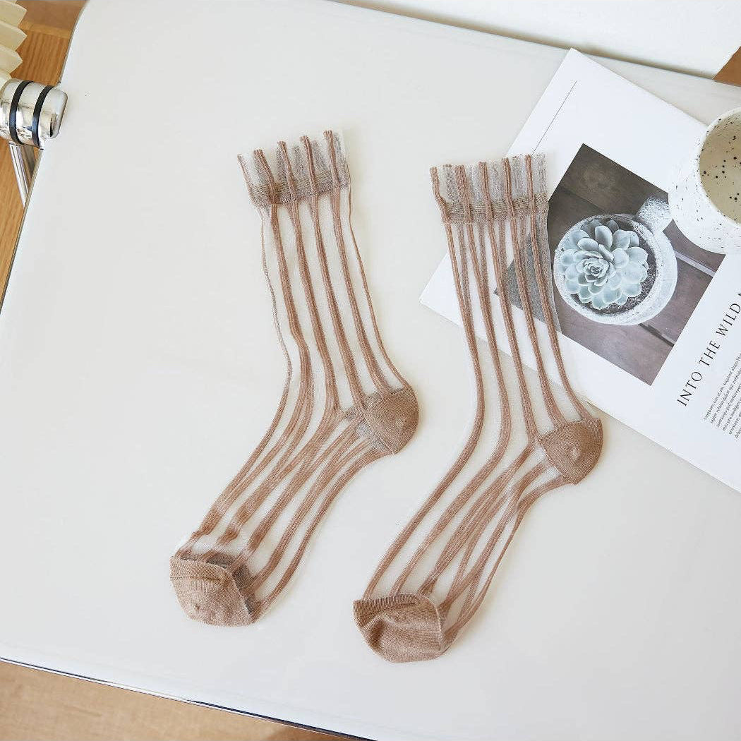 Sheer Stripe Crew Socks