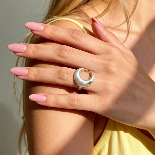 Silver Crescent Moon Ring