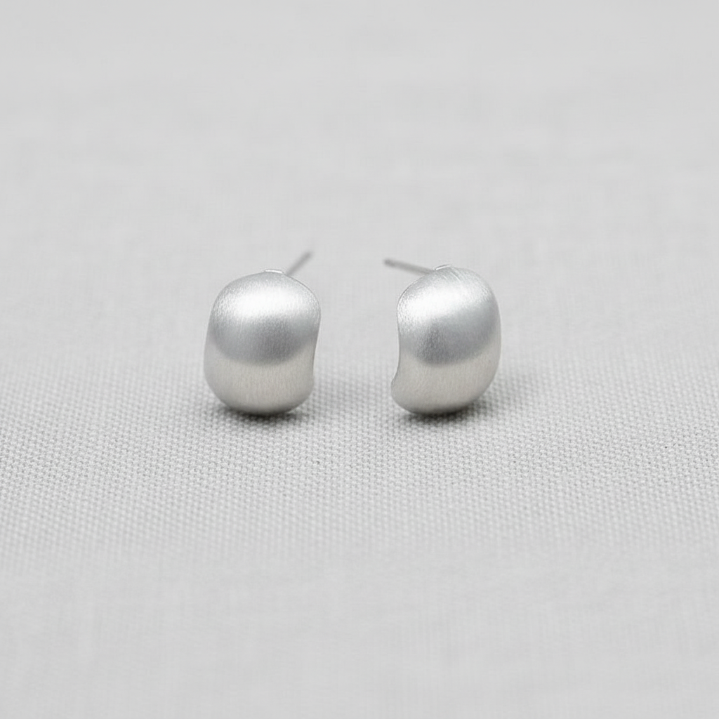 Matte Silver Stud Earrings