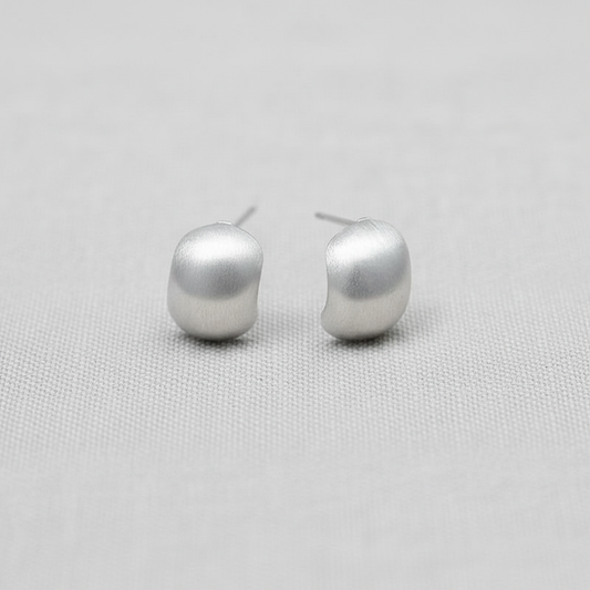 Matte Silver Stud Earrings