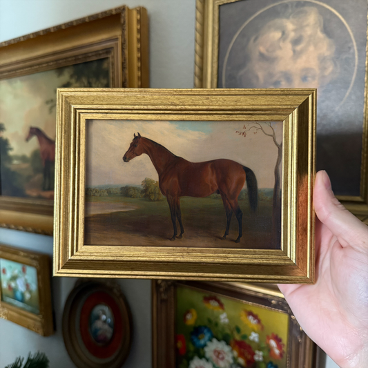 Vintage Style Brown Horse Landscape Art Print Gallery Wall