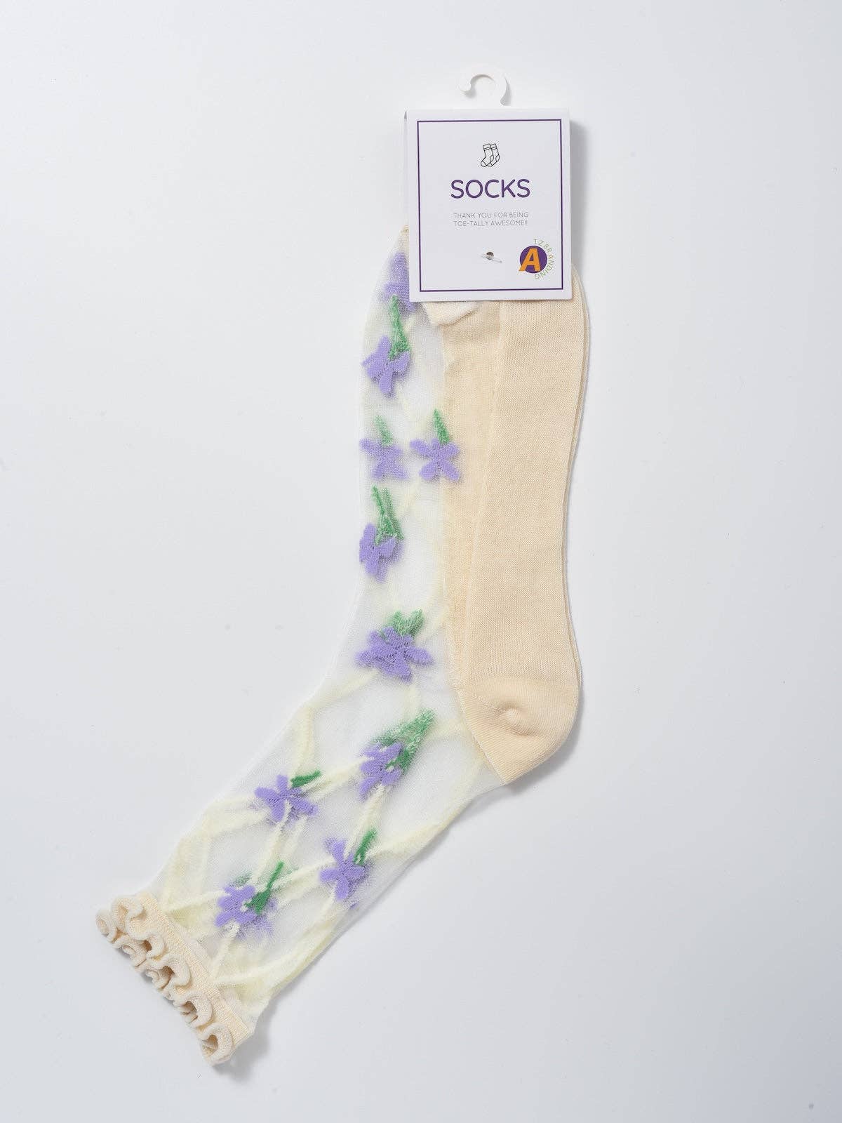 Sheer Floral Vine Crew Socks