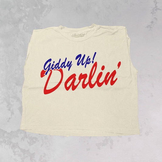 Giddy Up! Darlin', Western Vintage Cropped Muscle Tank