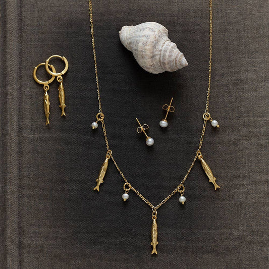 Tiny Fish and Pearl Necklace