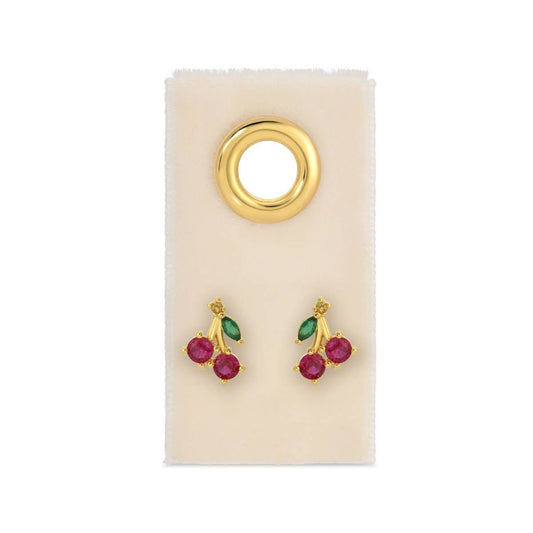 Cherry Studs On Velvet Tag