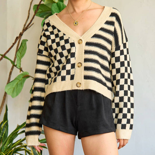 Contrast pattern Cardigan