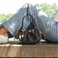 Load image into Gallery viewer, Thalia Ruched Bucket Bag w/ Drawstring and Chain Strap
