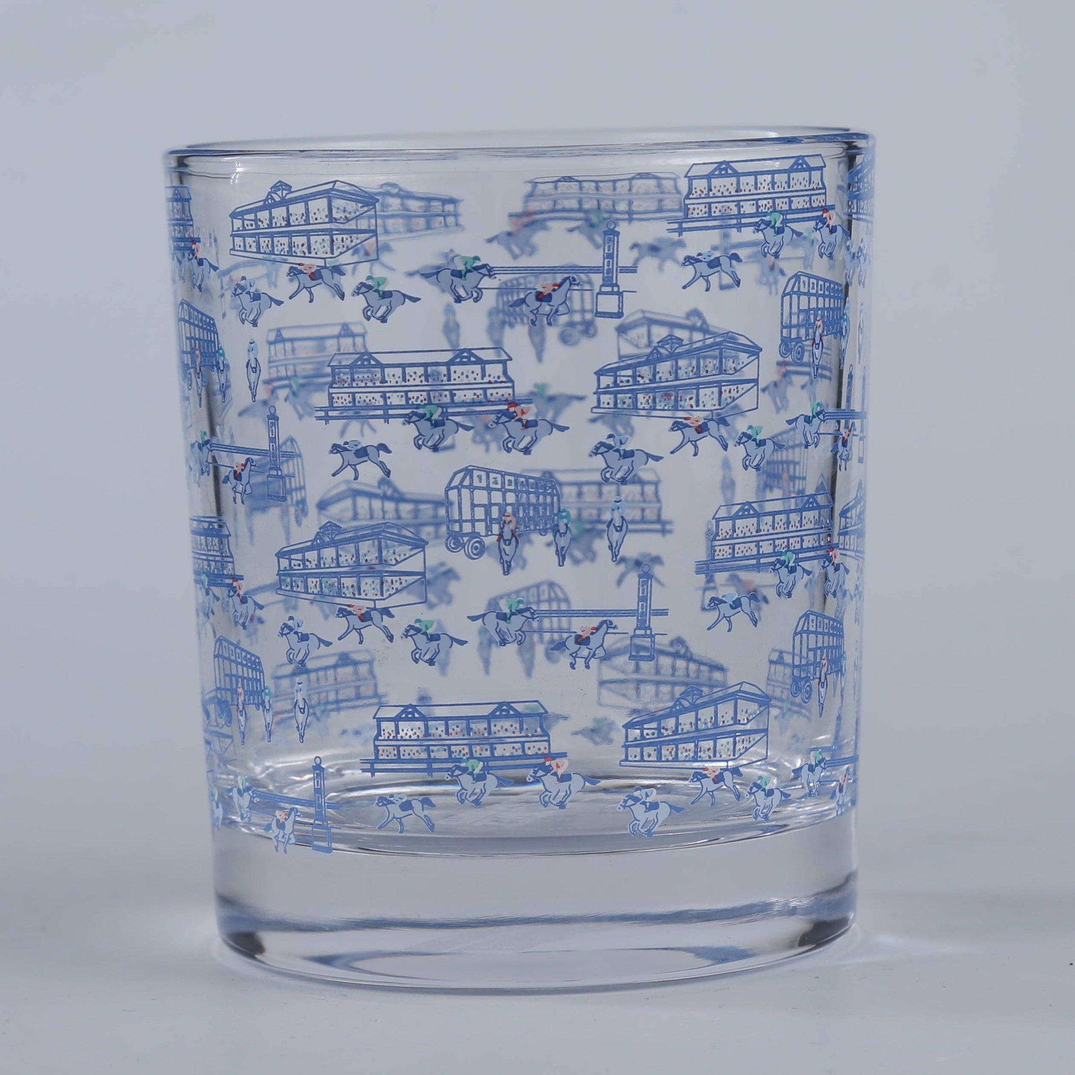 Blue Horse Racing Icons Rocks Glass