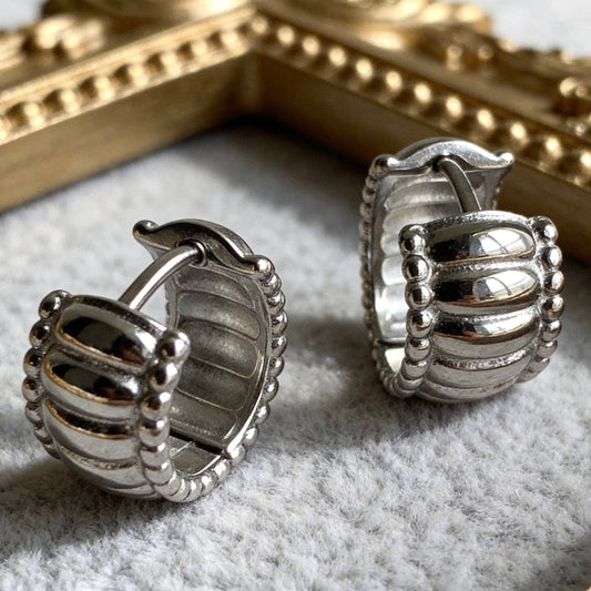 Sculptural Ribbed Hoop Earrings
