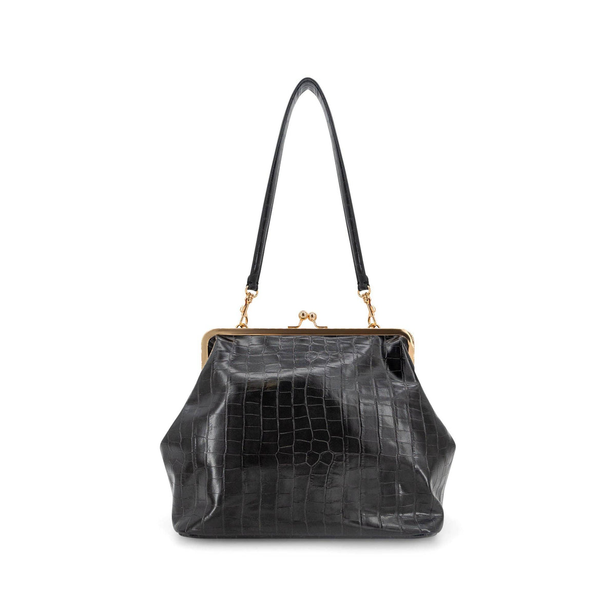 Miette Faux Croc Clutch in Black