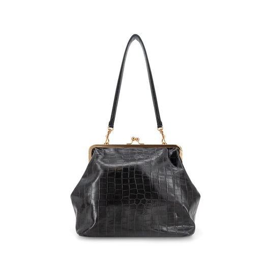 Miette Faux Croc Clutch in Black