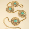 Load image into Gallery viewer, Embossed Gold & Turquoise Belt
