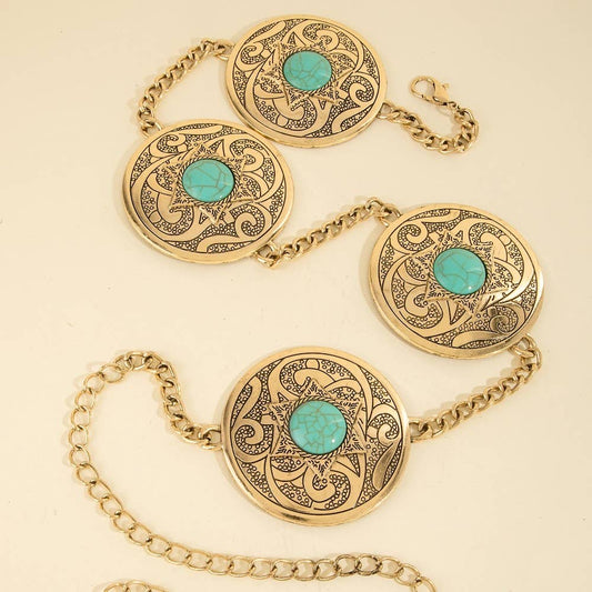 Embossed Gold & Turquoise Belt