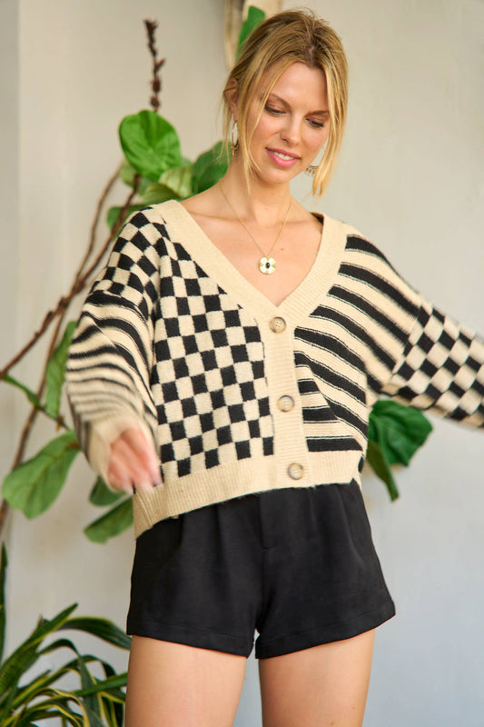 Contrast pattern Cardigan