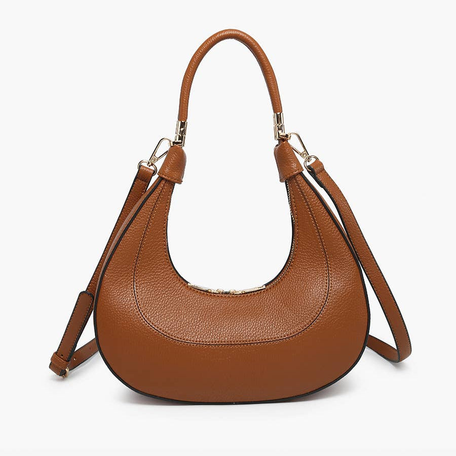 Clara Crescent Shoulder Bag in Cognac