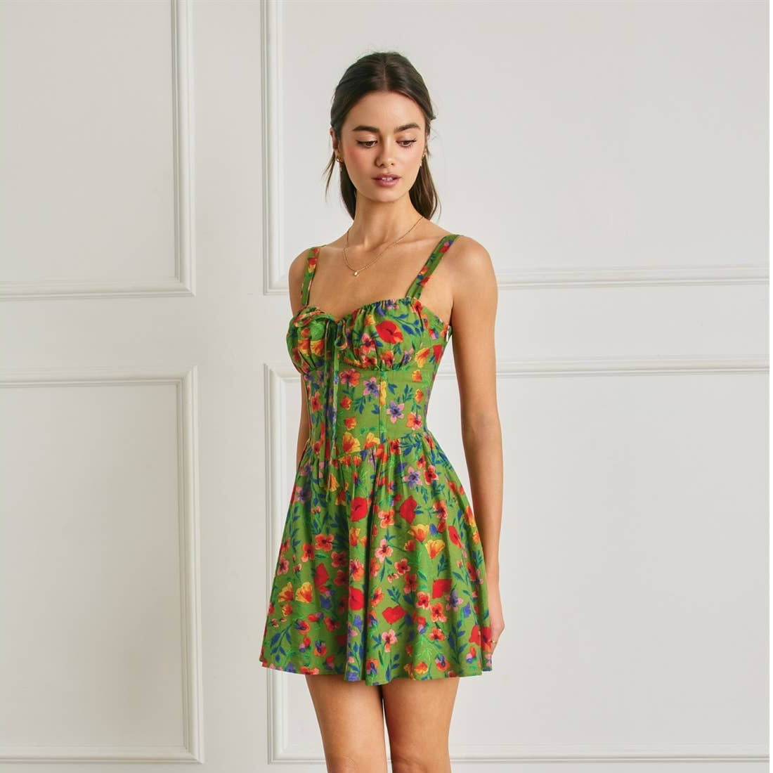 Wildflower Corset Sweetheart Mini Dress