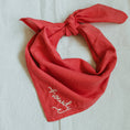 Load image into Gallery viewer, Hand embroidered Howdy organic cotton bandana- hand dyed
