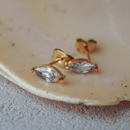 Charlotte Zirconia Gold Stud Earrings