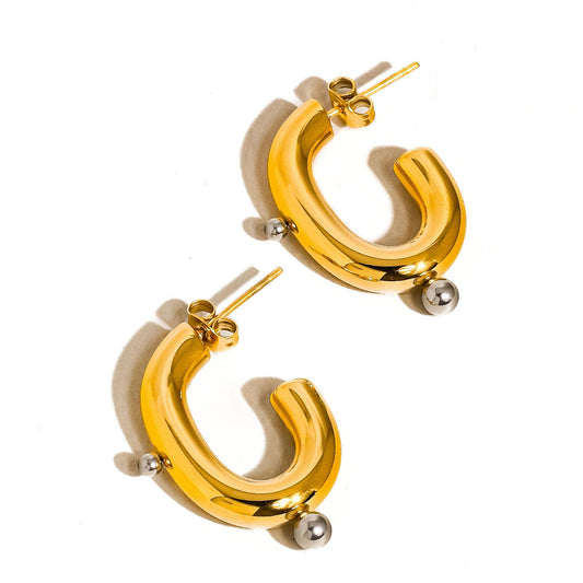 Alsace Two Toned C Hoop Earring
