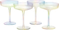 Load image into Gallery viewer, Set of 4 - Ribbed Art Deco Iridescent Coupe Glasses
