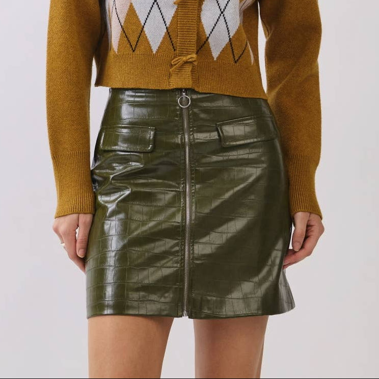 Faux Croc Mini Skirt