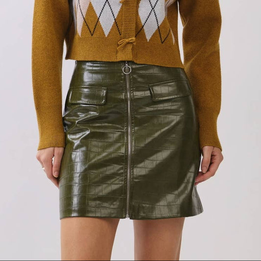 Faux Croc Mini Skirt
