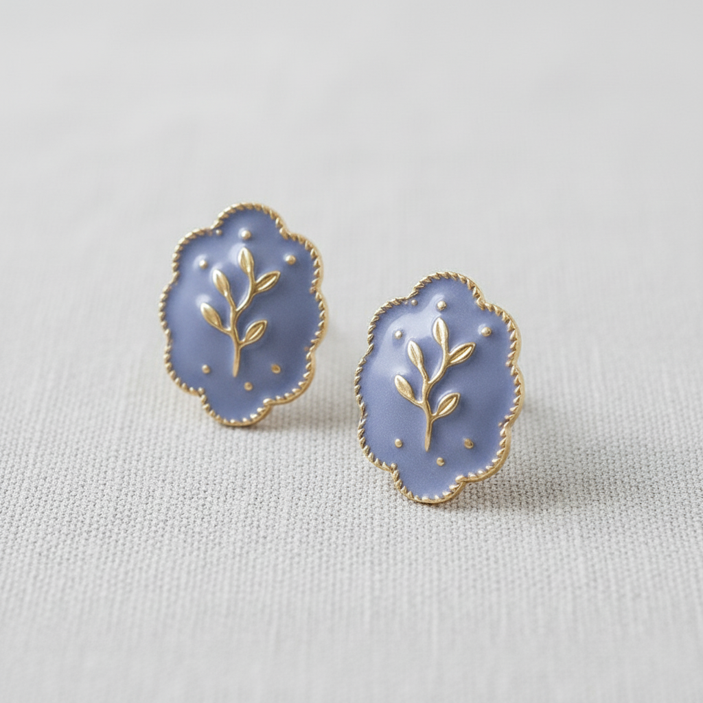 Lavender Enamel Floral Earrings
