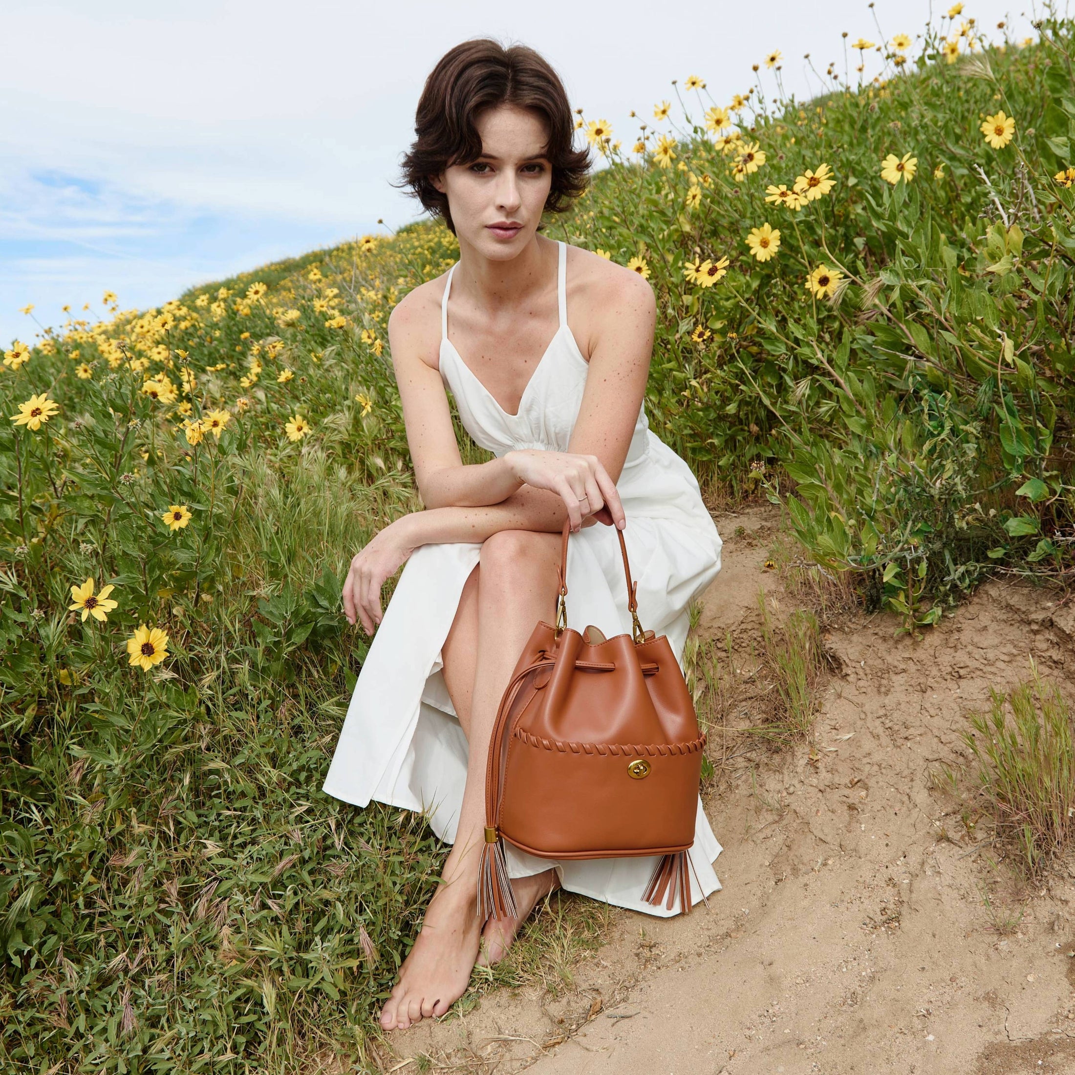 Cognac Janae Saddle Bag