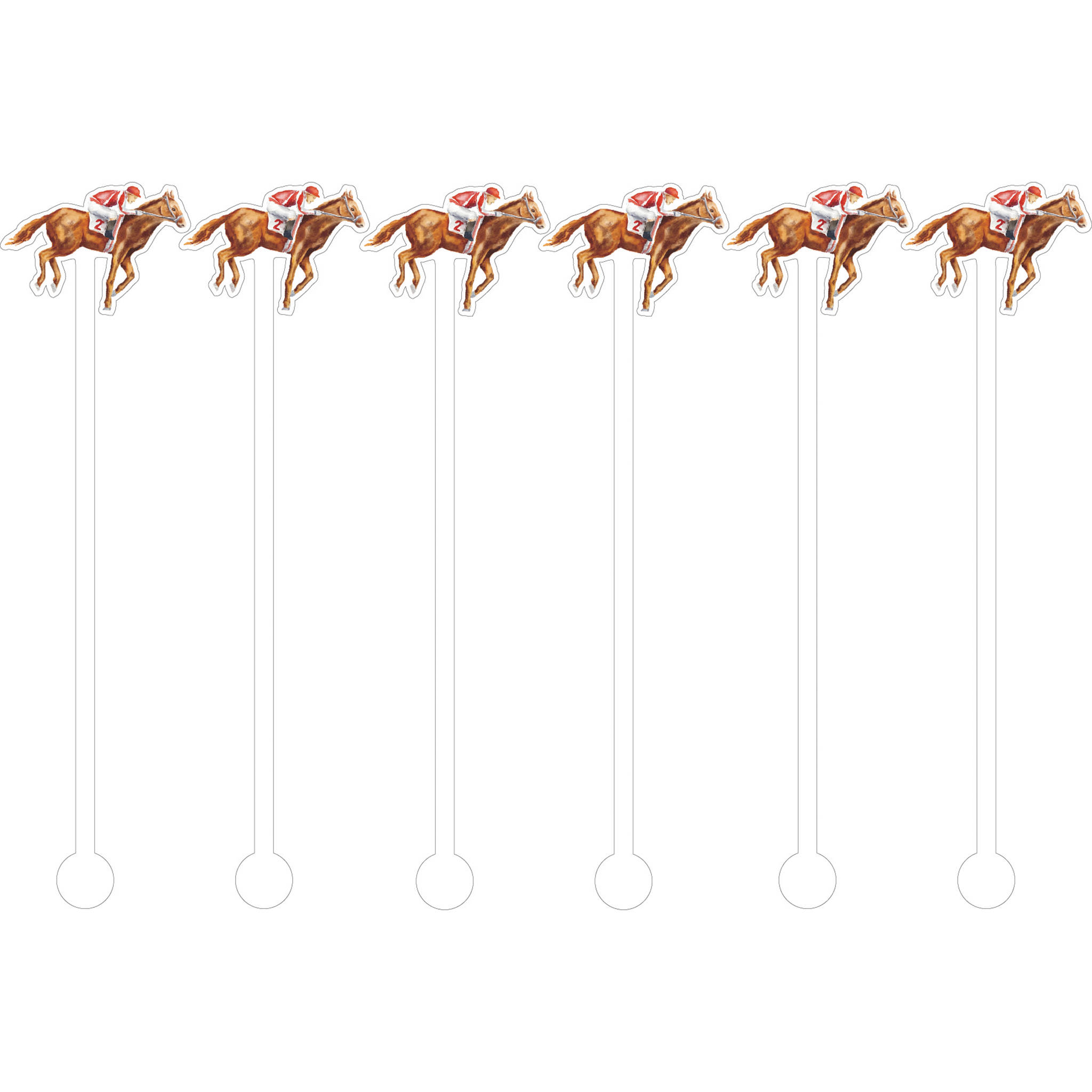 Watercolor Running Horse Cocktail Stick Stirrer - Set of 6