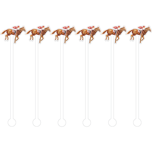 Watercolor Running Horse Cocktail Stick Stirrer - Set of 6