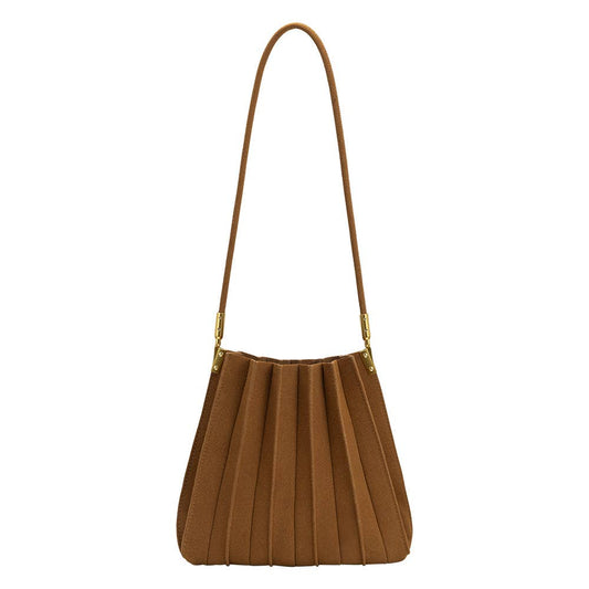 Carrie Camel Vegan Suede Shoulder Bag