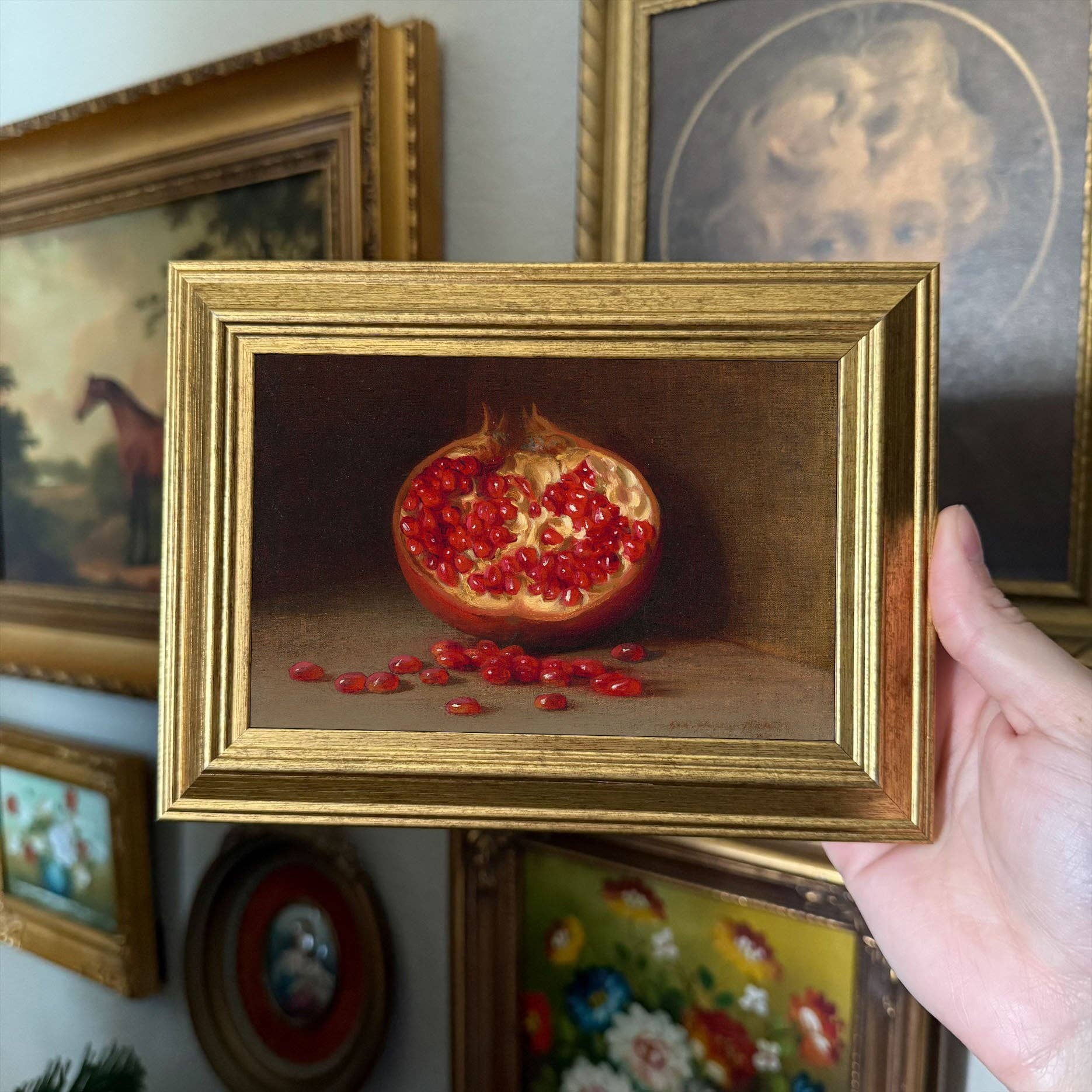 Vintage Style Pomegranate Still Life Art Print Framed