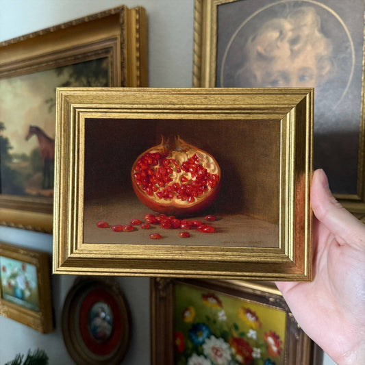 Vintage Style Pomegranate Still Life Art Print Framed