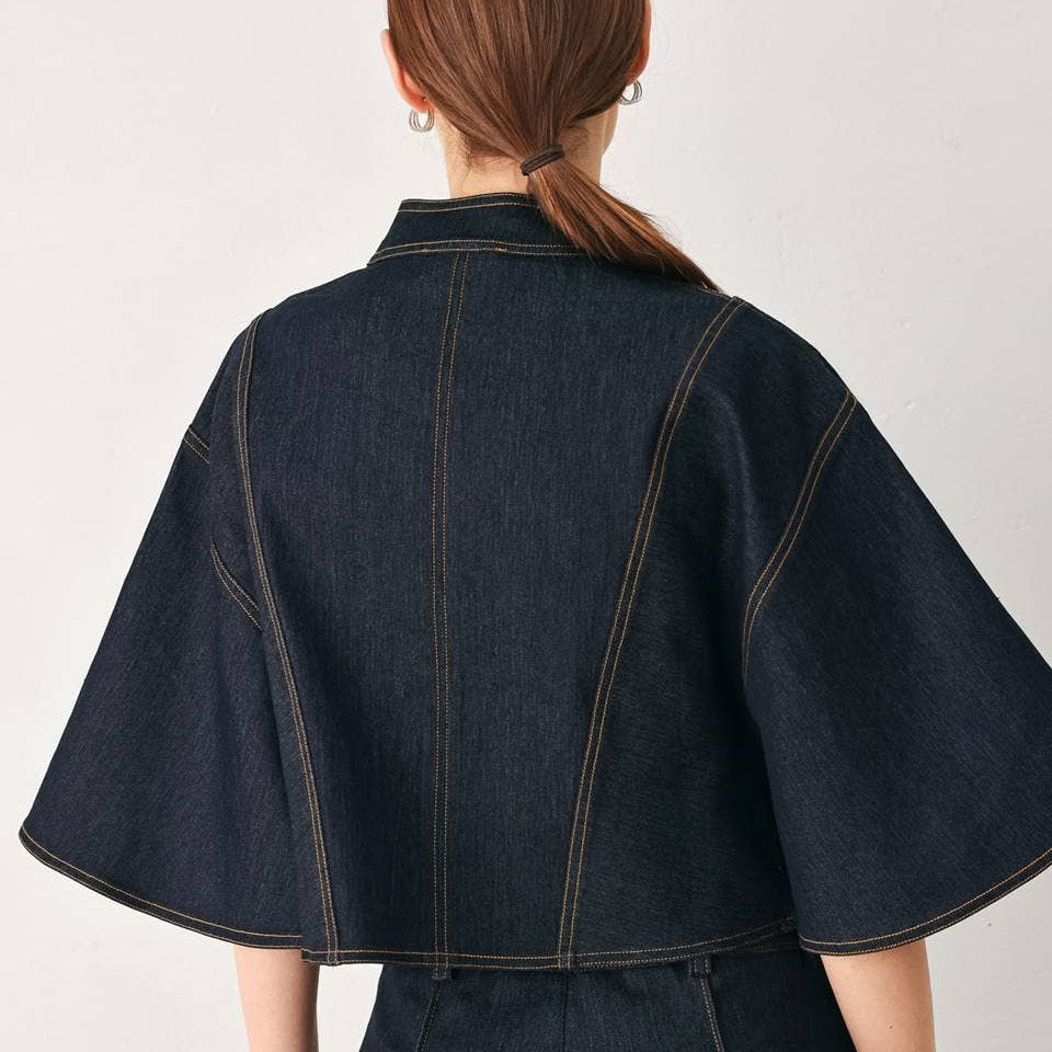 Denim Capelet Top