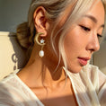 Load image into Gallery viewer, Moon & Star Pearl Drop Earrings
