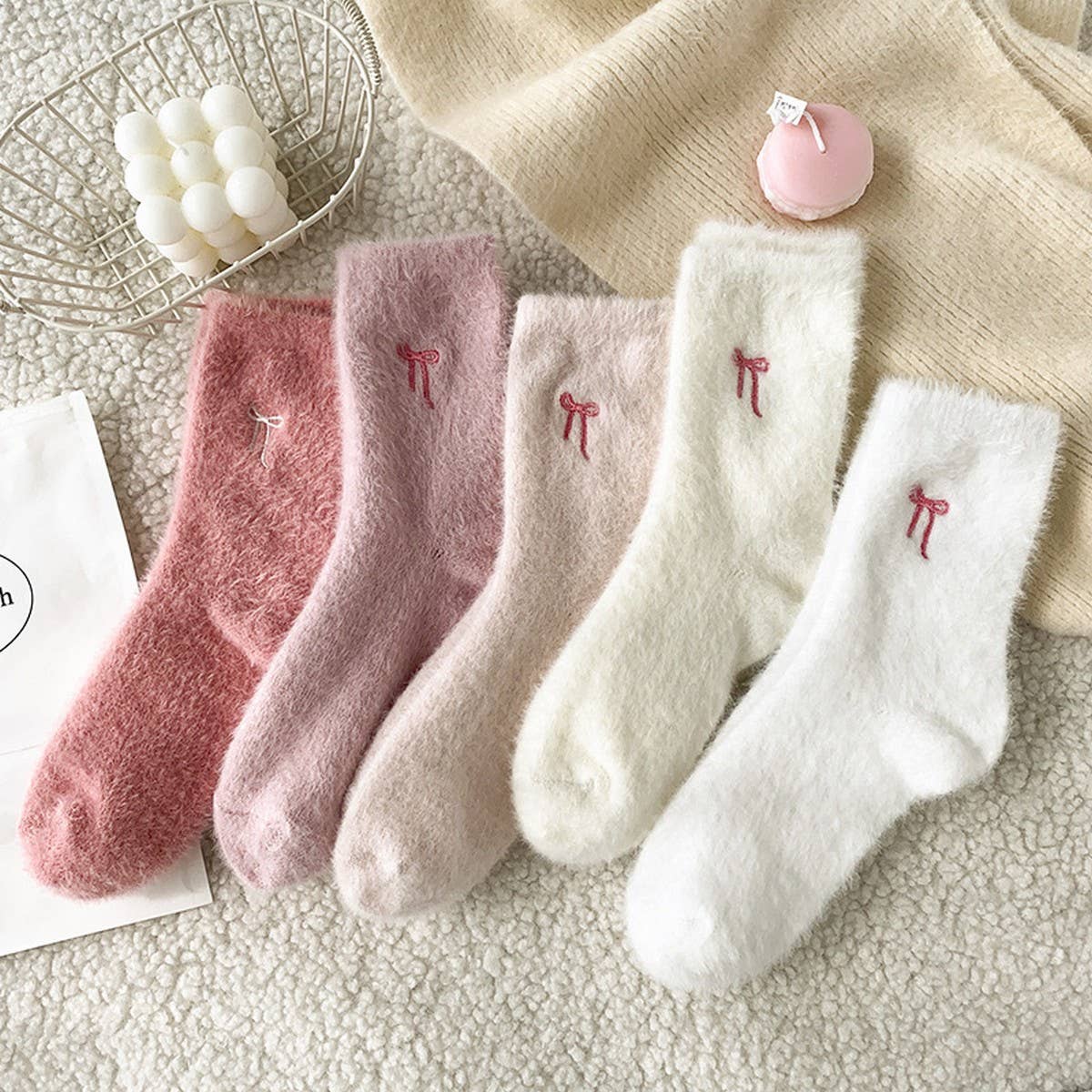 Plush Bow Socks