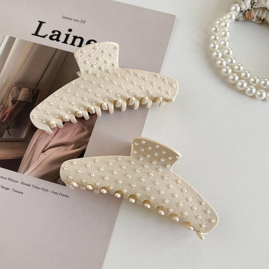 Quilted Pearl Claw Clip