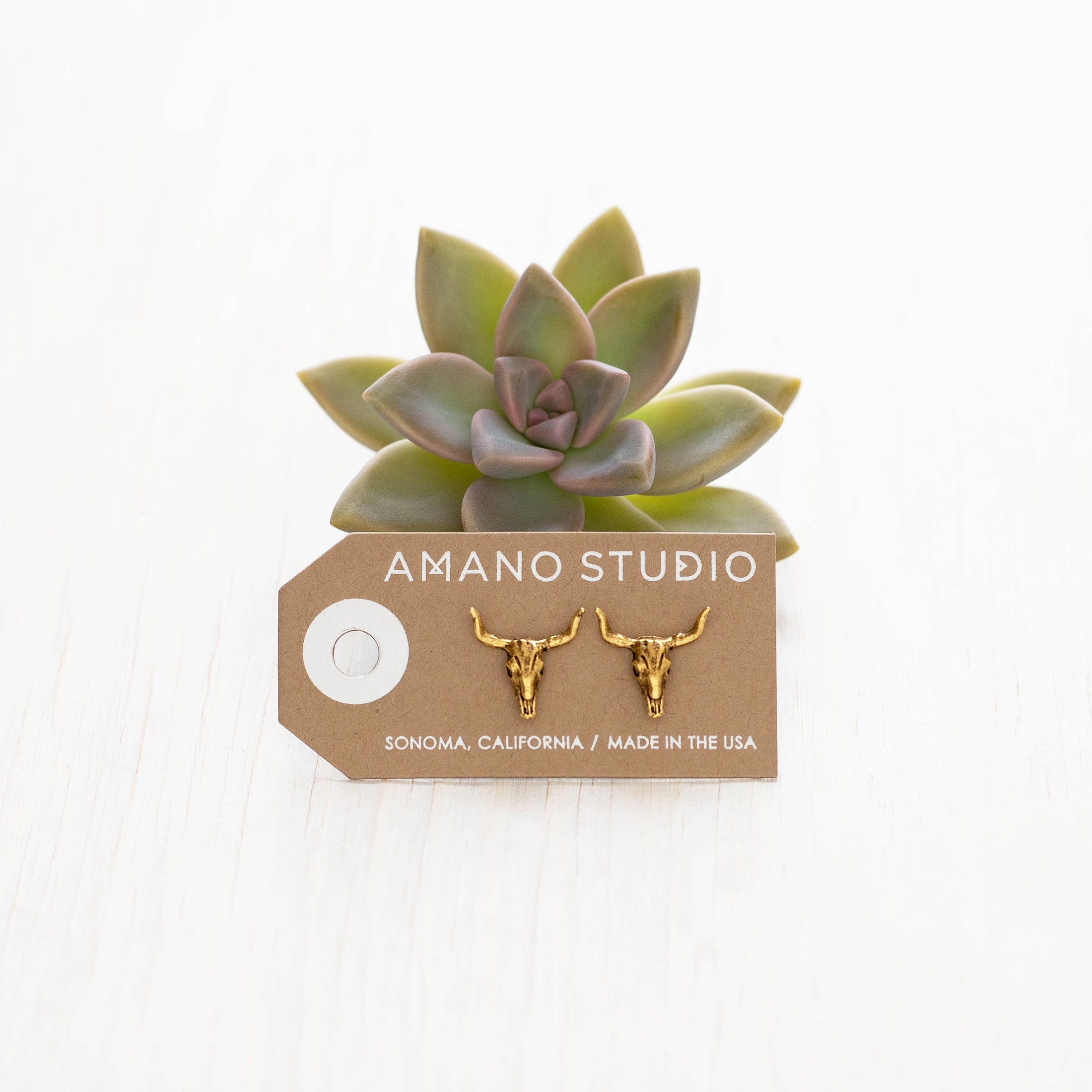 Longhorn Steer Skull Stud Earrings