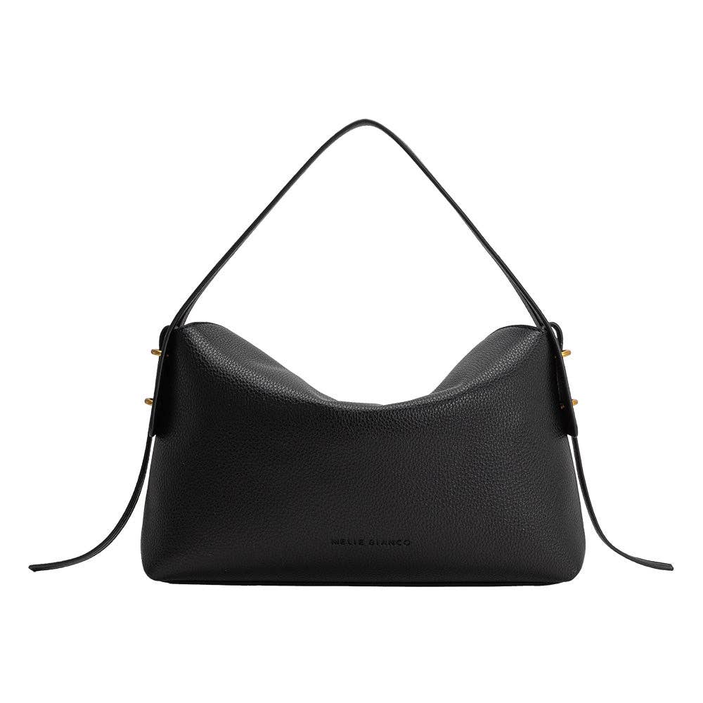 Emory Black Recycled Vegan Leather Top Handle Bag