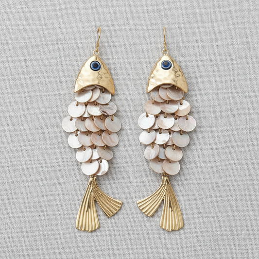 Shell Tassel Fish Hook Earrings