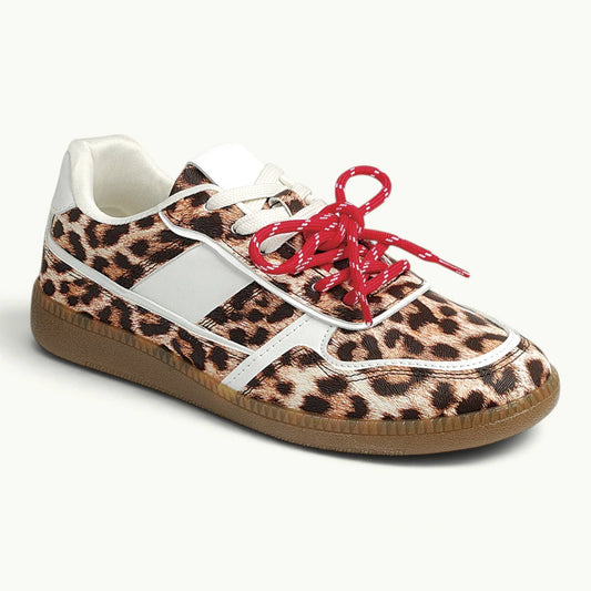 Dual-Lace Leopard Court Sneaker