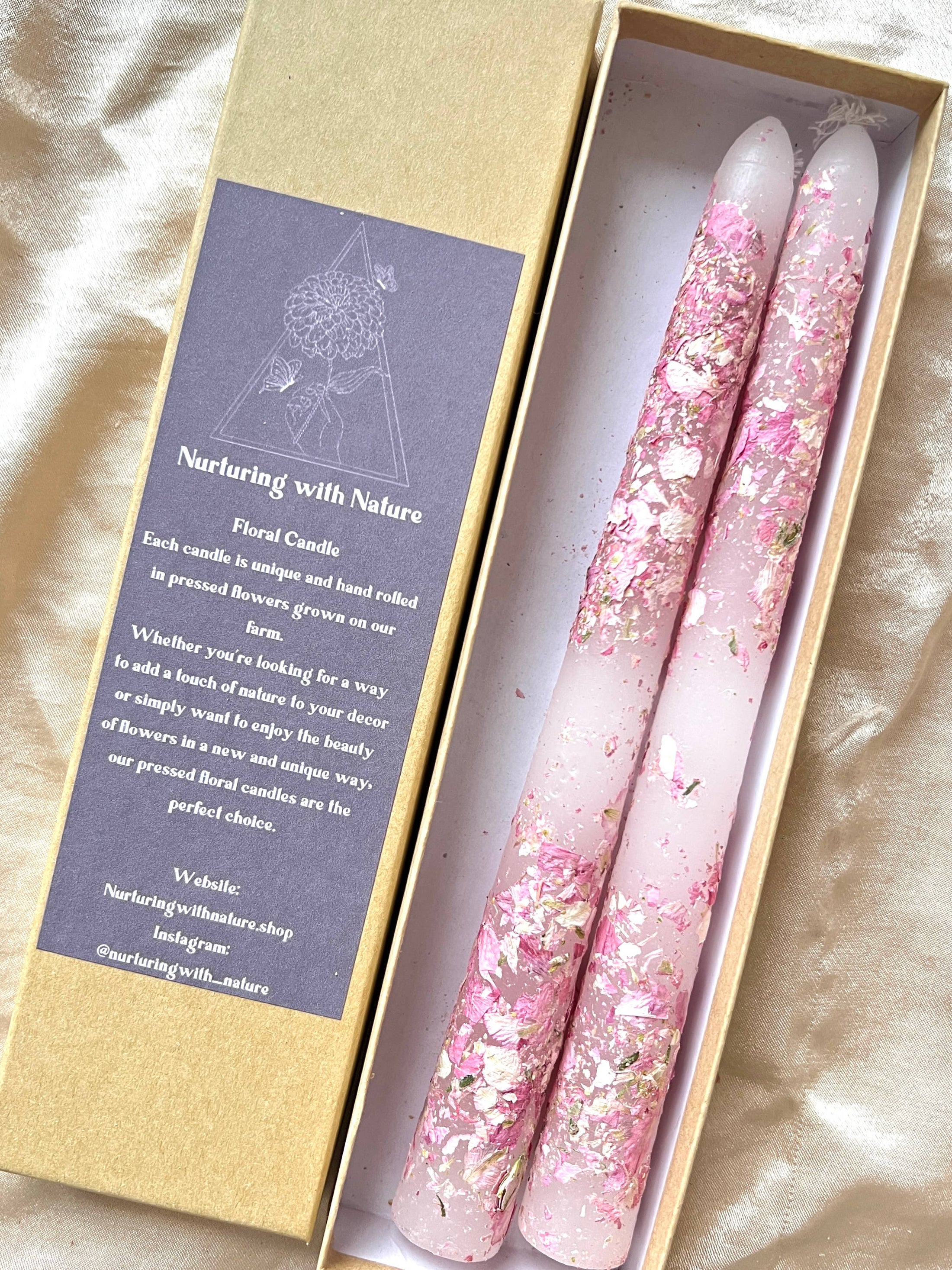 Pressed Flower Taper Candle Set