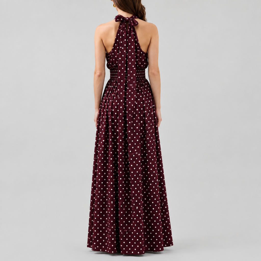 Rosiel Ruched Maxi Dress Polka Dot