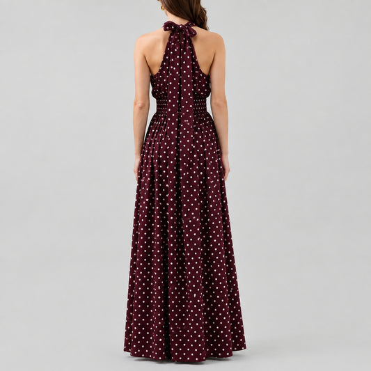 Rosiel Ruched Maxi Dress Polka Dot