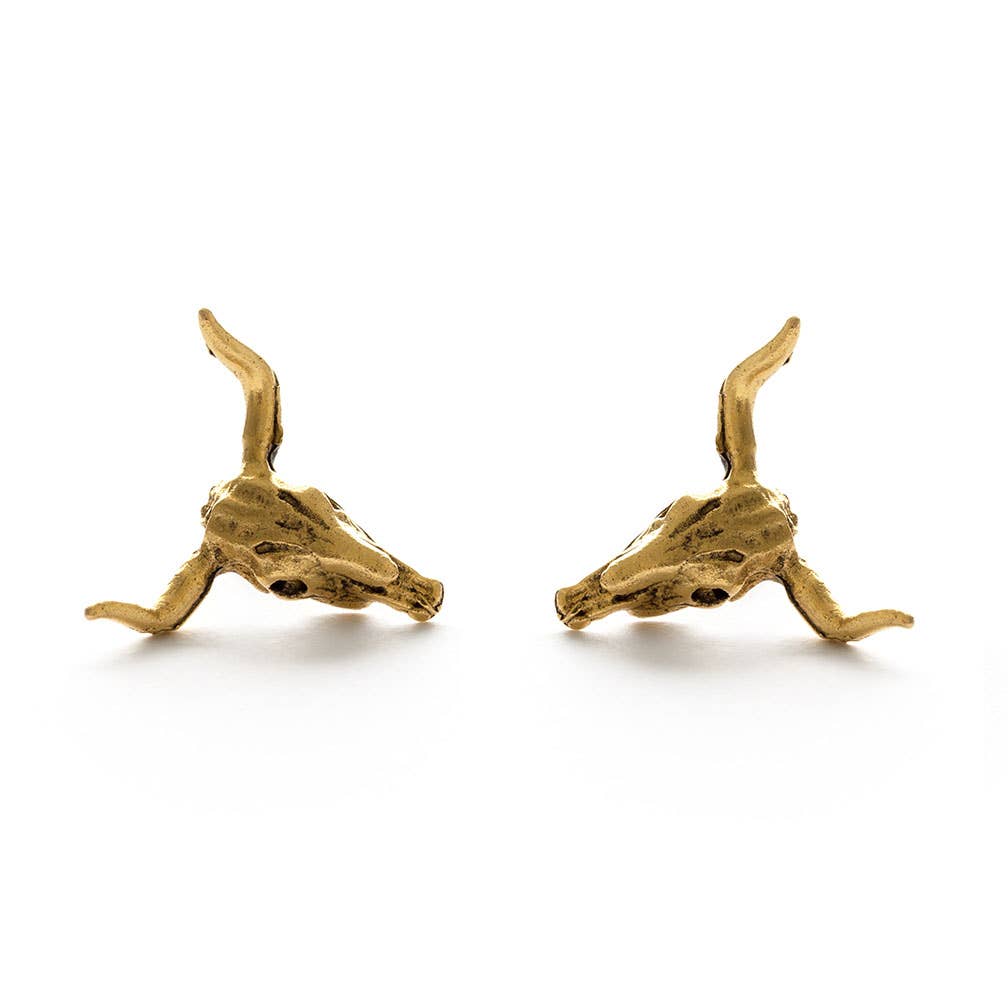 Longhorn Steer Skull Stud Earrings