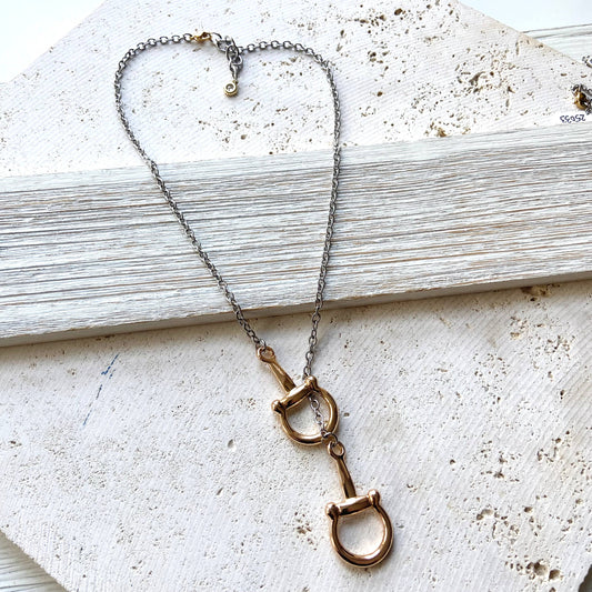 Mixed Metal Horse Bit Necklace