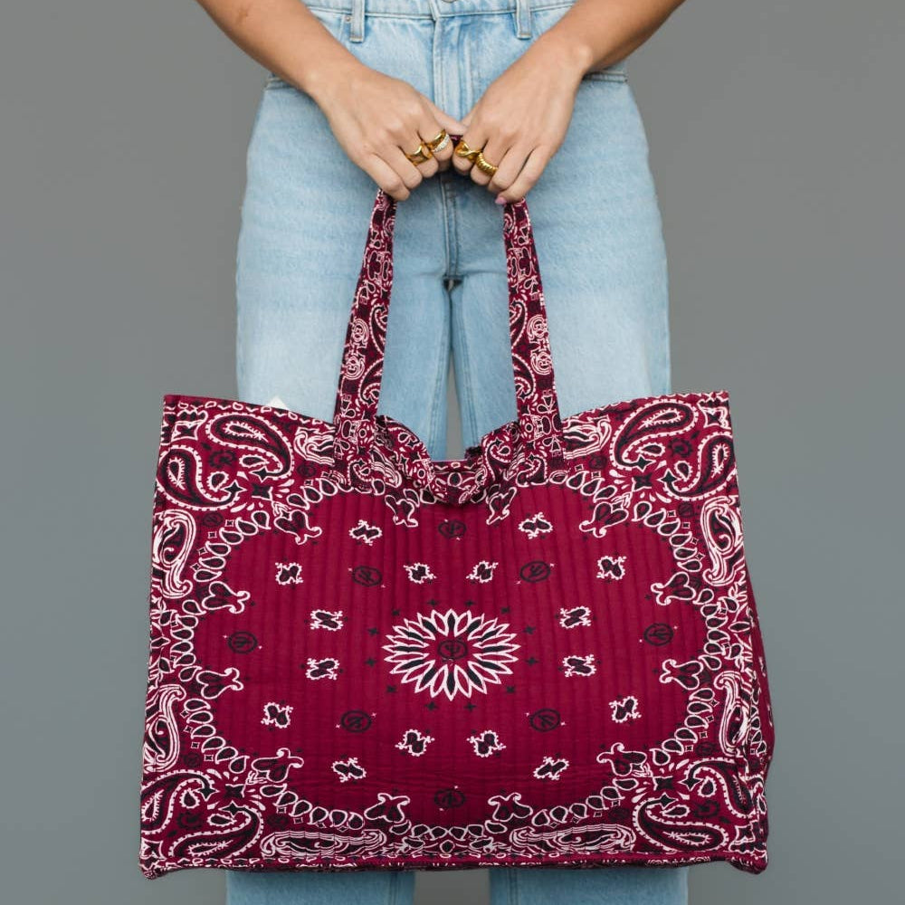 Burgundy Bandana Tote