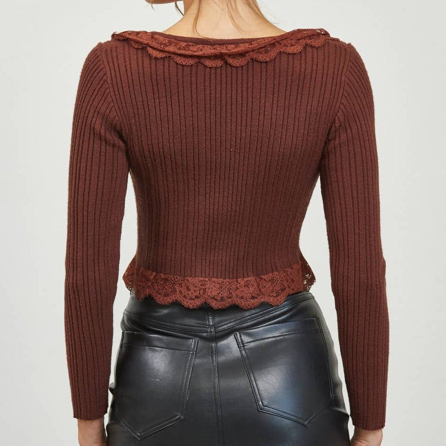 Rust Ruffled Lace Top