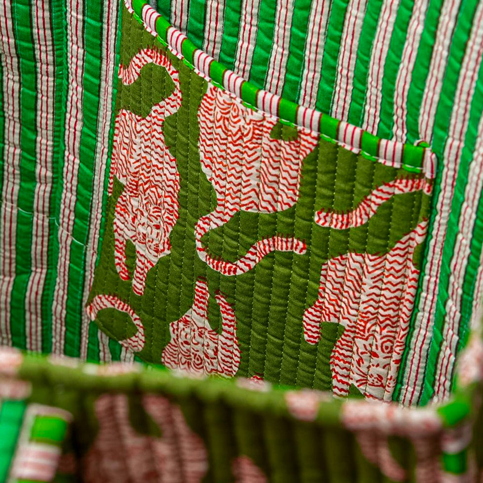 Quilted Feline Tote in Green