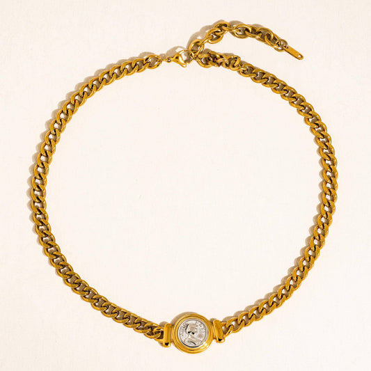 Parisse 18K Gold Non-Tarnish Coin Pendant Necklace